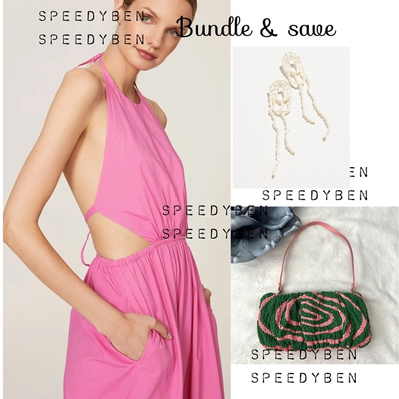 STAUD Handbags - Staud Beaded Bean Emerald Quartz Acid Swirl Clutch Mini Bag